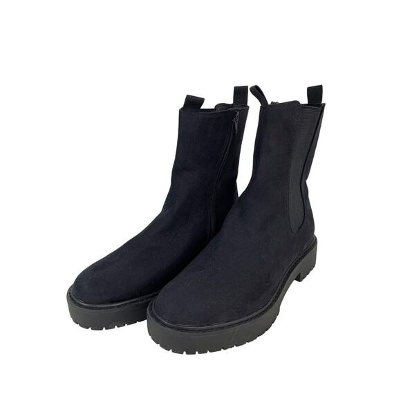 Time & Tru Womens Black Faux Suede chelsea Ankle Boots Size 10 With Side Zipper - Picture 1 of 9